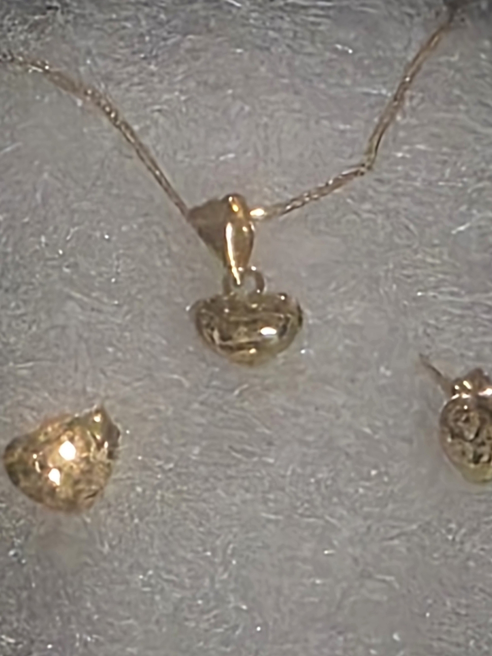Gold Heart Pendant Necklace and Stud Earrings Set - Women Jewelry 18k Saudi Gold